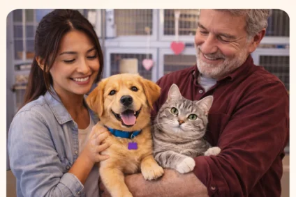 Couple adopting a puppy and a cat – adopt, don’t shop
